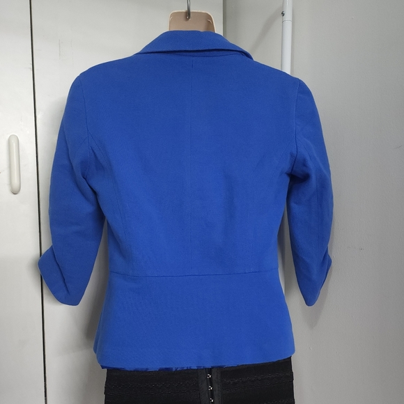 Aus S Zara Blue Cropped Blazer Peplum Jacket - Picture 8 of 16